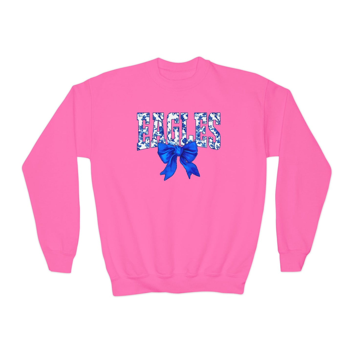 Youth "Floral Eagles Bow" Crewneck Sweatshirt