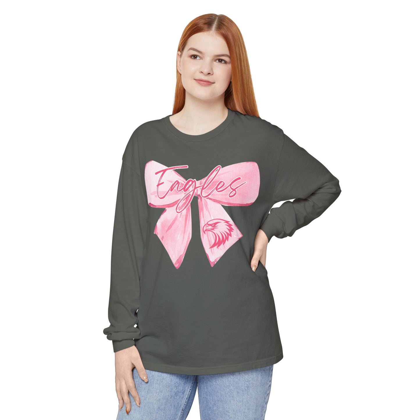 Comfort Colors "Pink Eagle Bow" Long Sleeve Tee