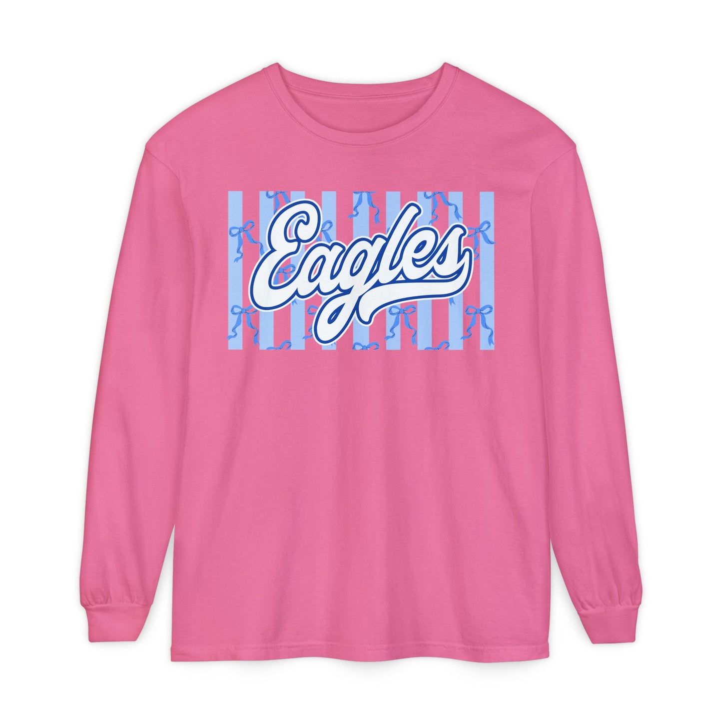 Comfort Colors Long Sleeve "Eagles Coquette Bow" Tee