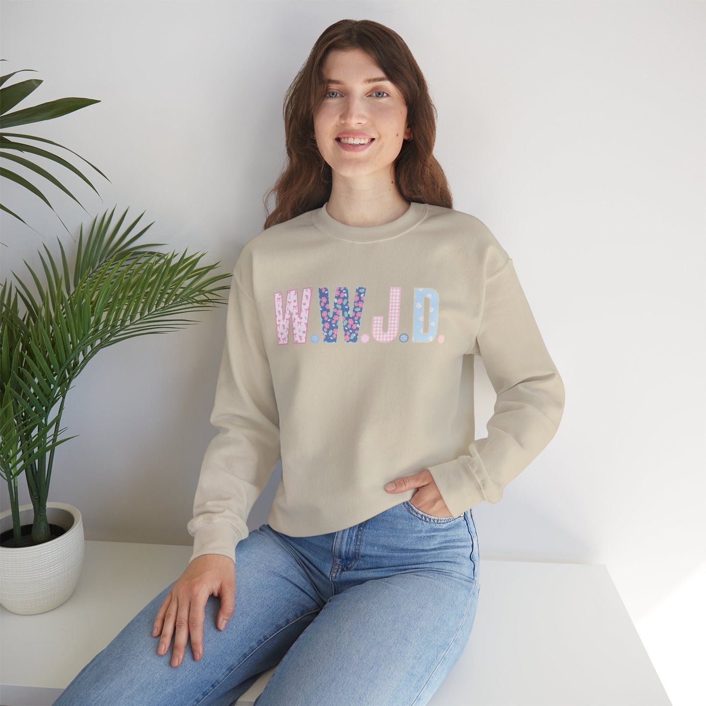 "Pattern Fill WWJD" Crewneck Sweatshirt