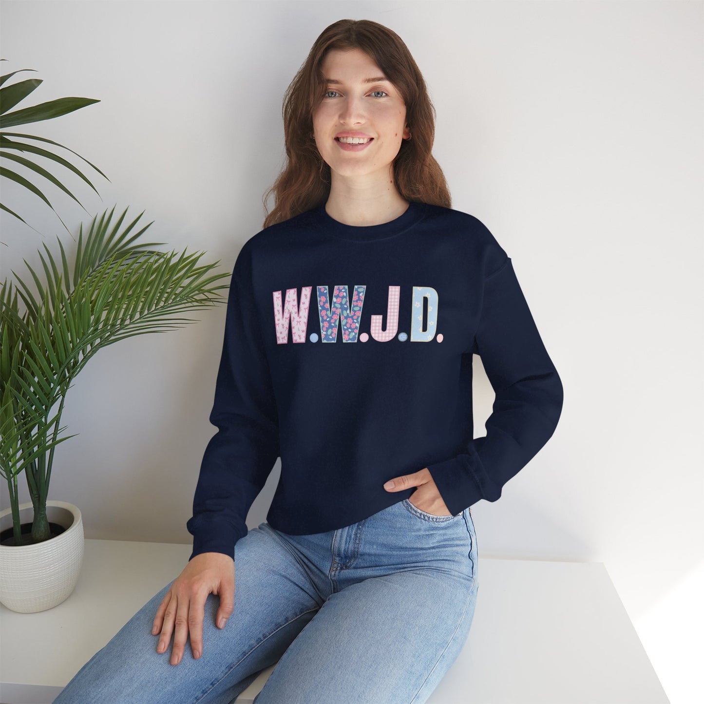 "Pattern Fill WWJD" Crewneck Sweatshirt