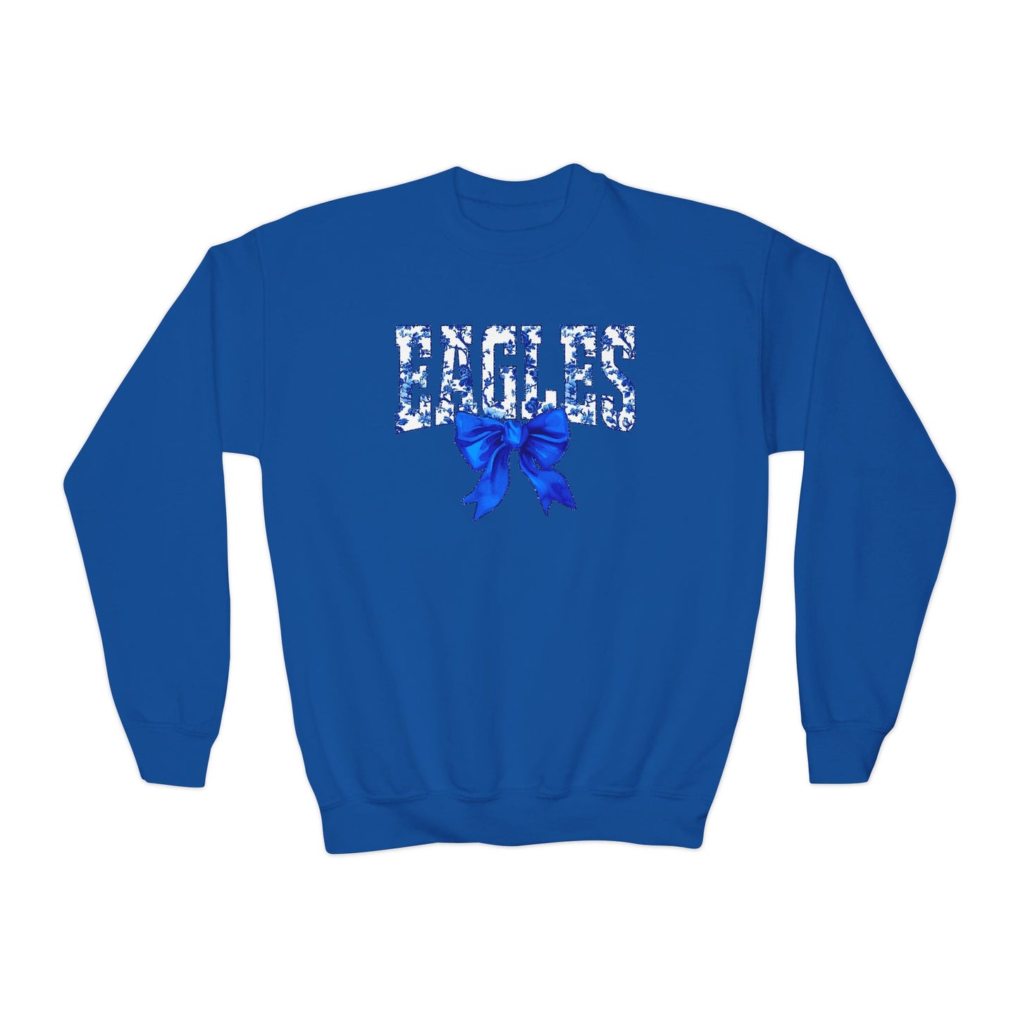 Youth "Floral Eagles Bow" Crewneck Sweatshirt