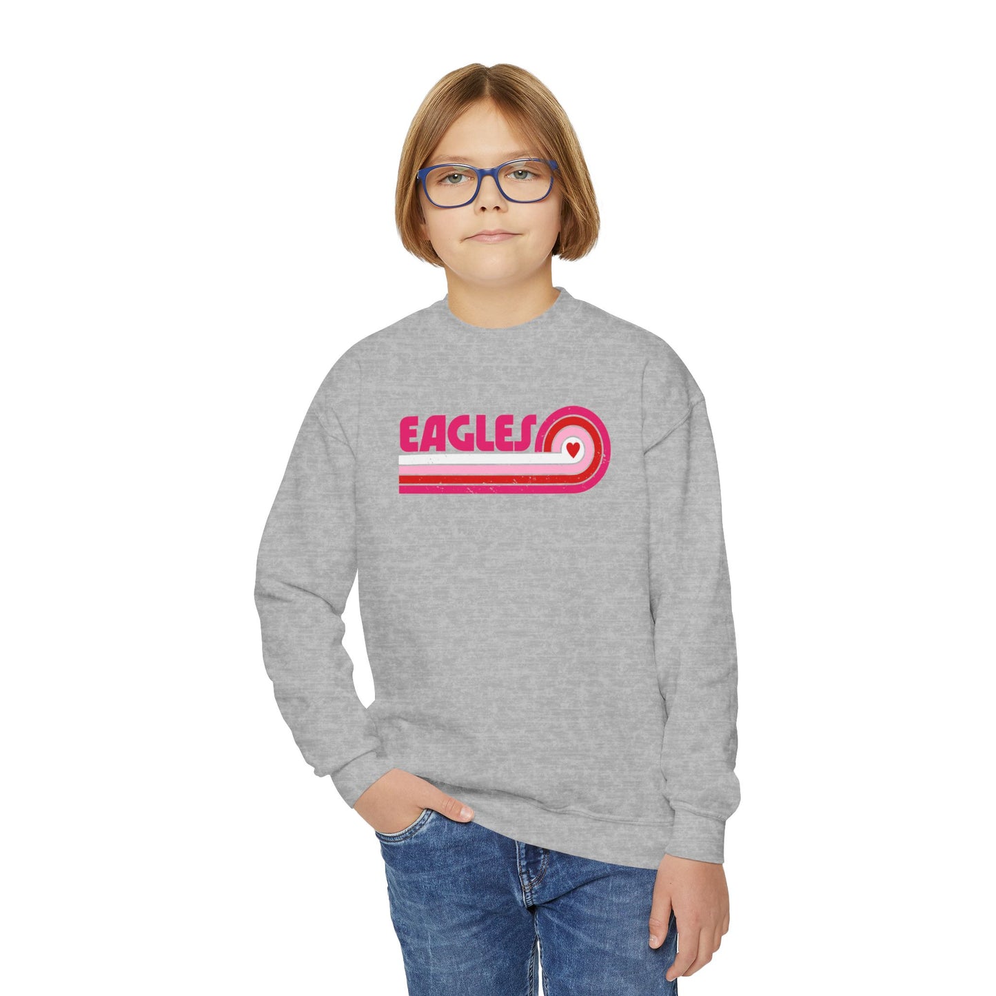 Youth "Pink Eagles Stripes" Crewneck Sweatshirt
