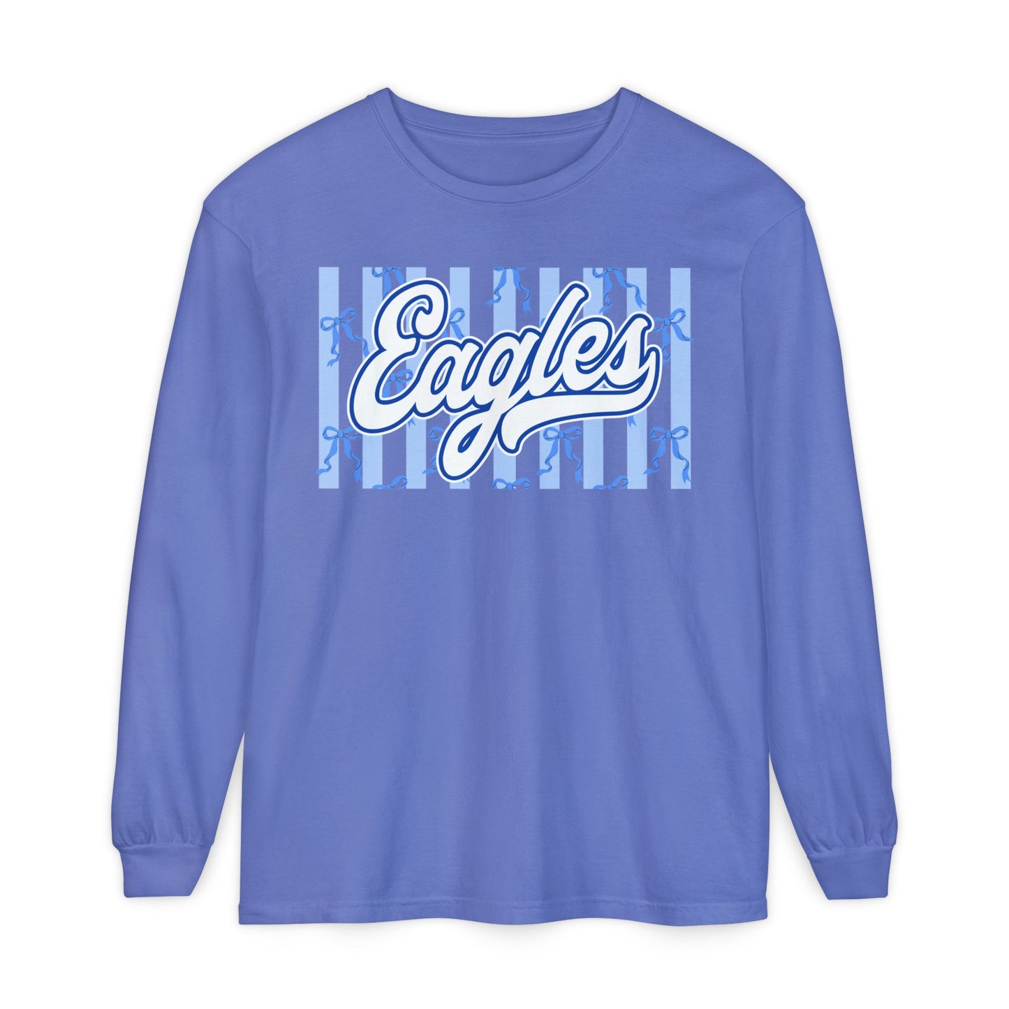 Comfort Colors Long Sleeve "Eagles Coquette Bow" Tee