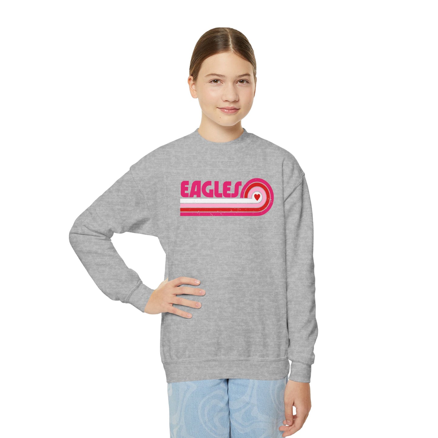 Youth "Pink Eagles Stripes" Crewneck Sweatshirt