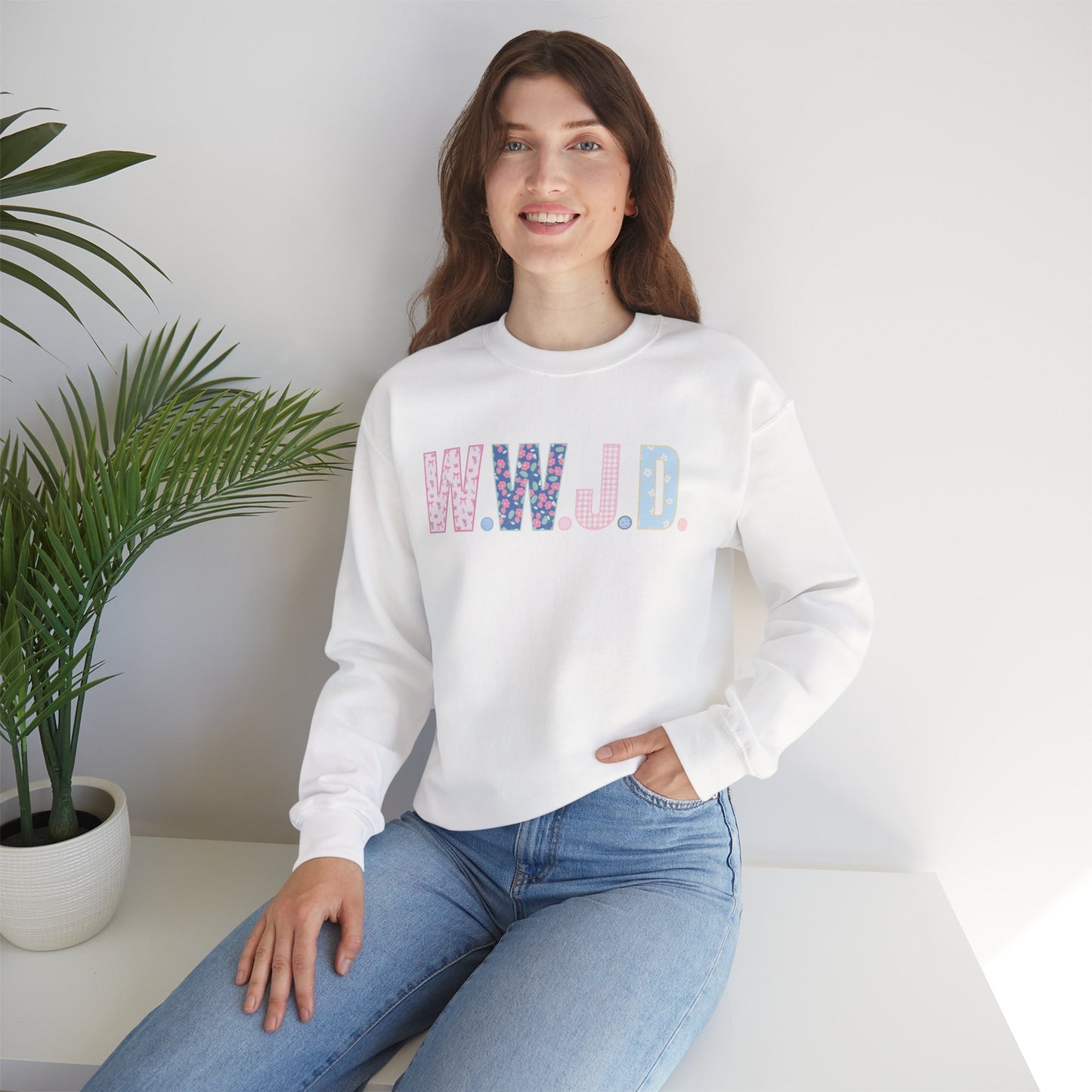 "Pattern Fill WWJD" Crewneck Sweatshirt
