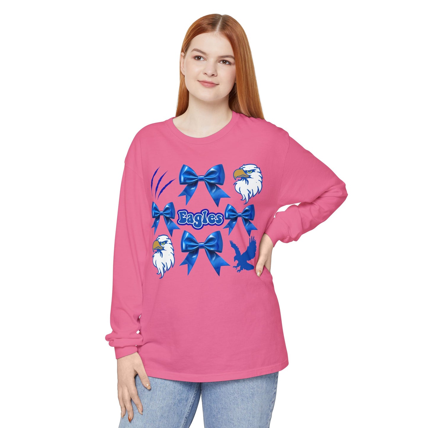 Comfort Colors "Coquette Eagles Bows" Long Sleeve Tee