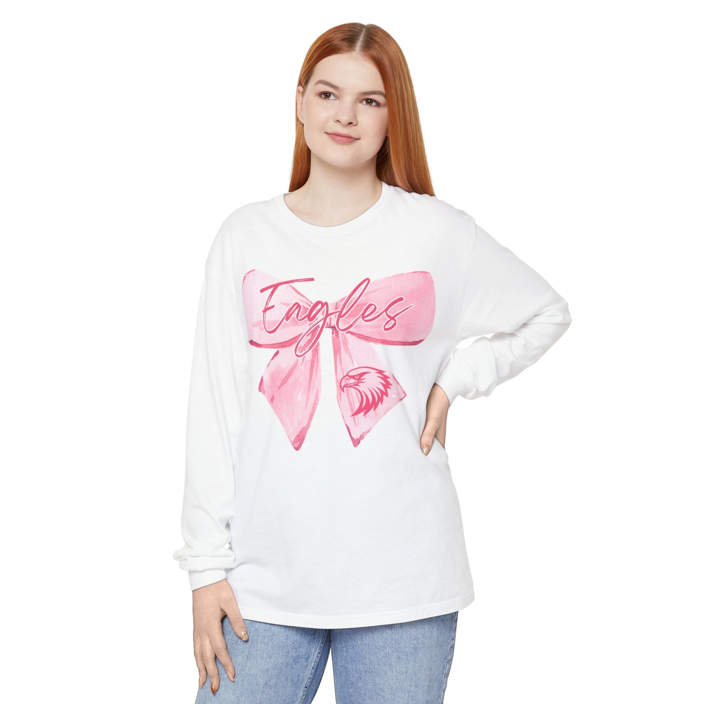 Comfort Colors "Pink Eagle Bow" Long Sleeve Tee