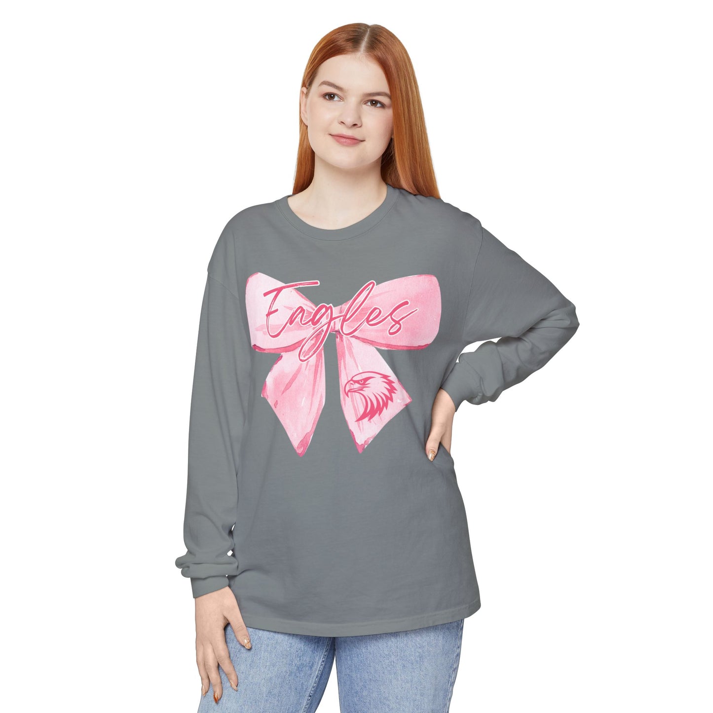 Comfort Colors "Pink Eagle Bow" Long Sleeve Tee