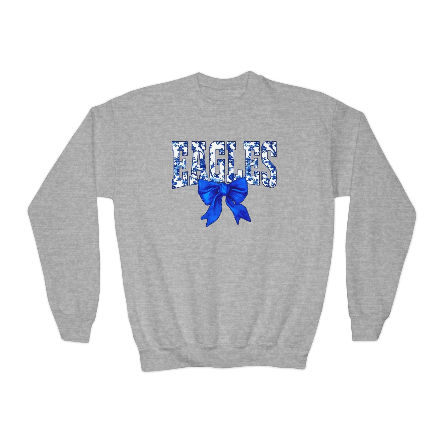Youth "Floral Eagles Bow" Crewneck Sweatshirt