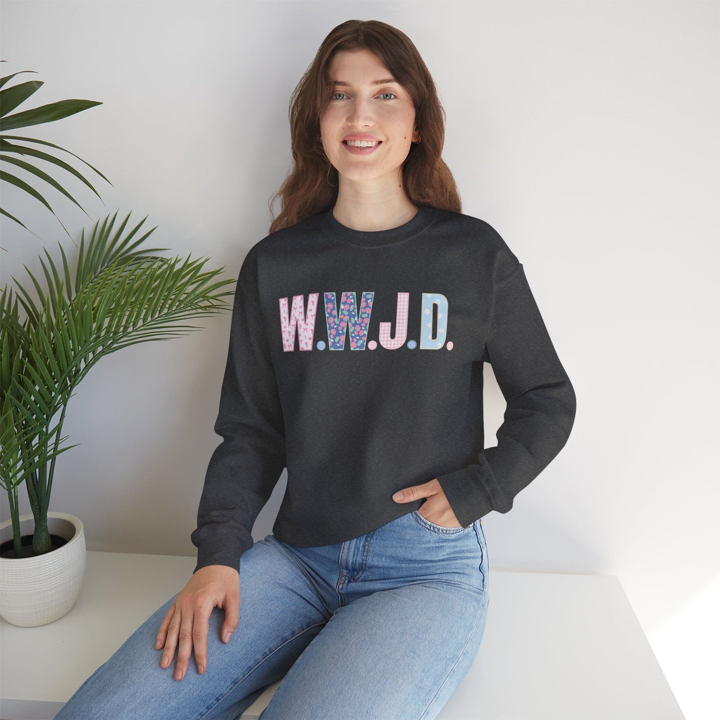 "Pattern Fill WWJD" Crewneck Sweatshirt