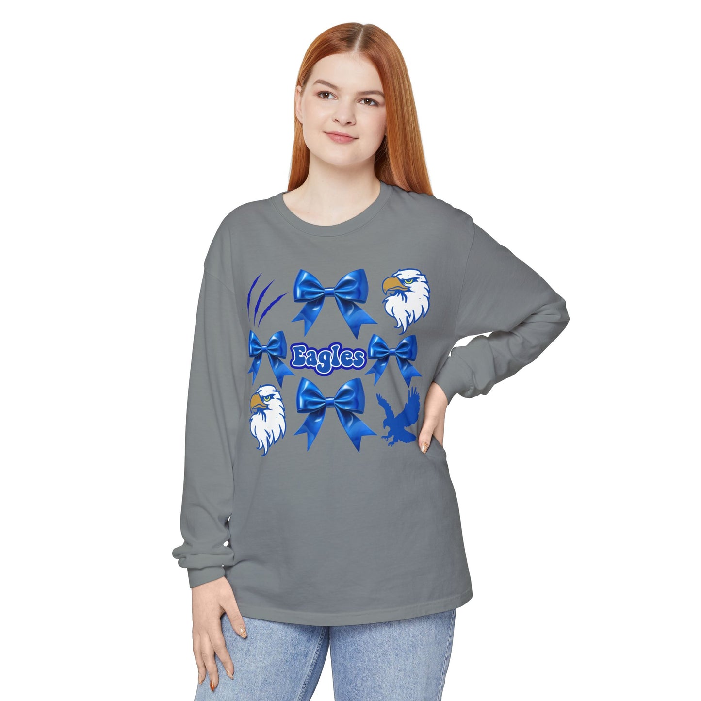 Comfort Colors "Coquette Eagles Bows" Long Sleeve Tee