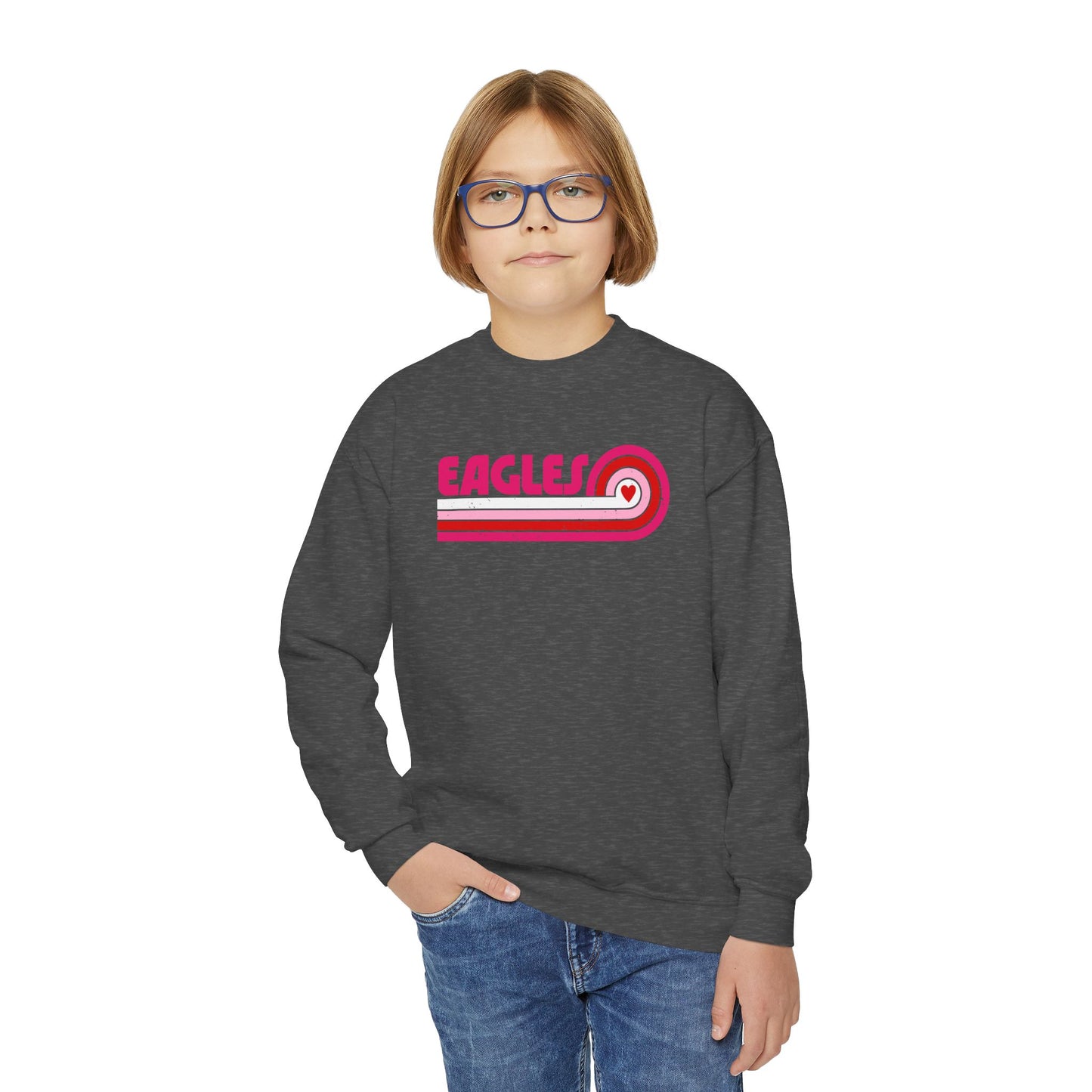 Youth "Pink Eagles Stripes" Crewneck Sweatshirt