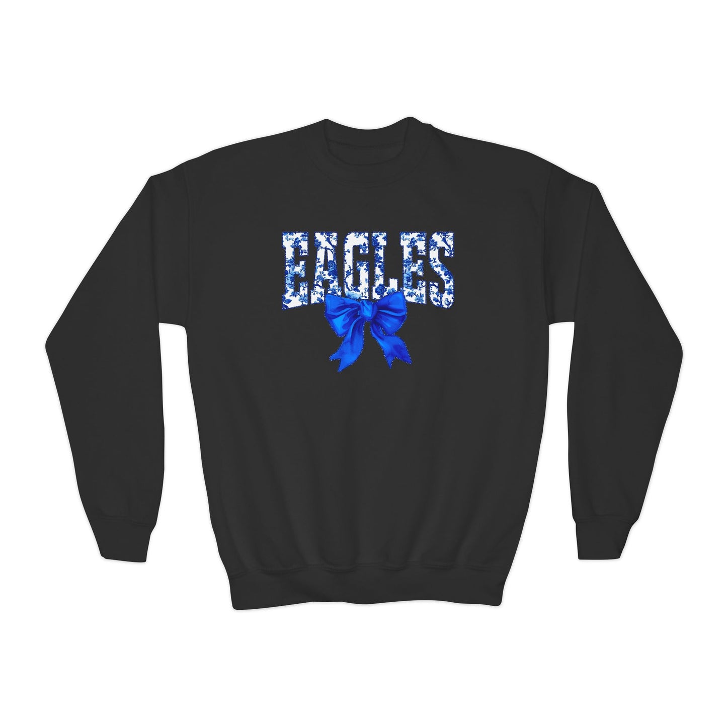Youth "Floral Eagles Bow" Crewneck Sweatshirt