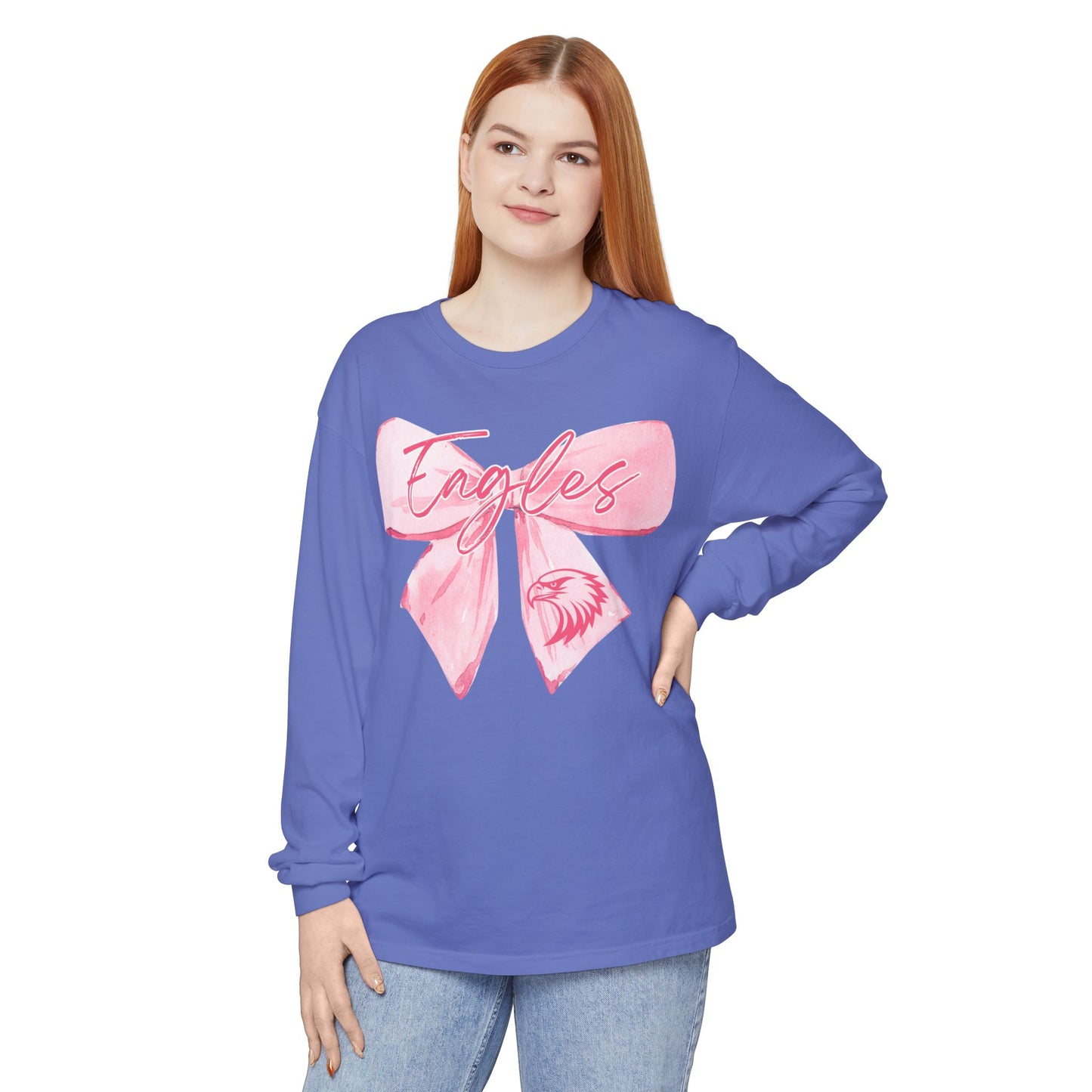 Comfort Colors "Pink Eagle Bow" Long Sleeve Tee
