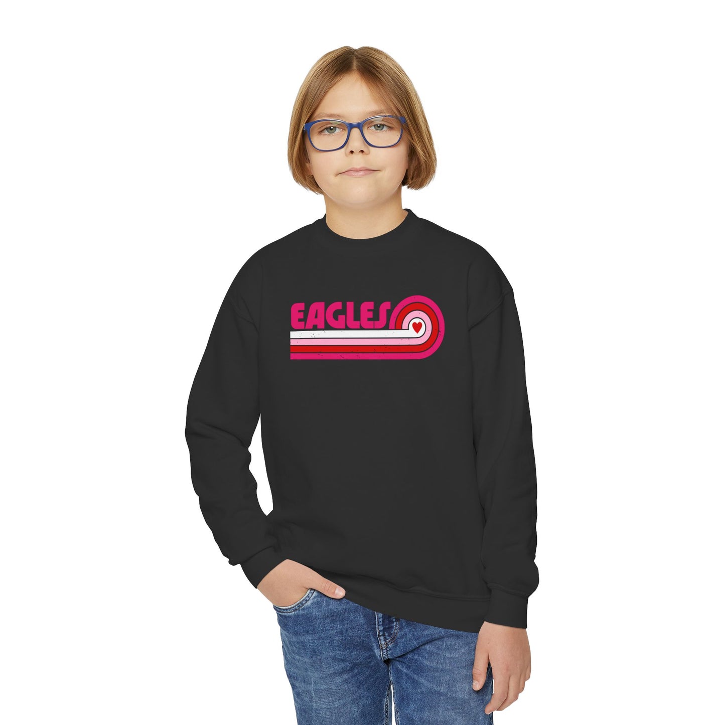 Youth "Pink Eagles Stripes" Crewneck Sweatshirt