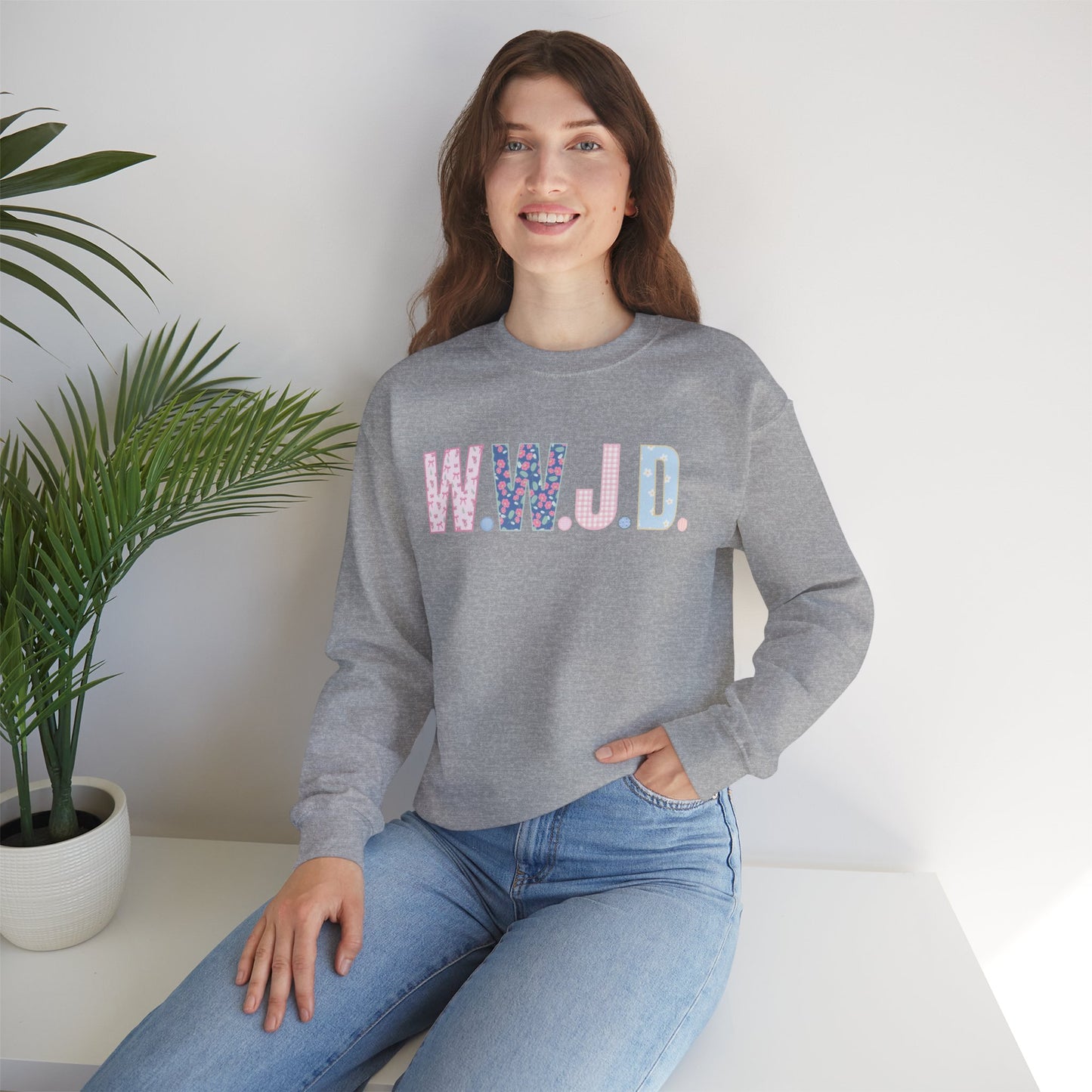 "Pattern Fill WWJD" Crewneck Sweatshirt