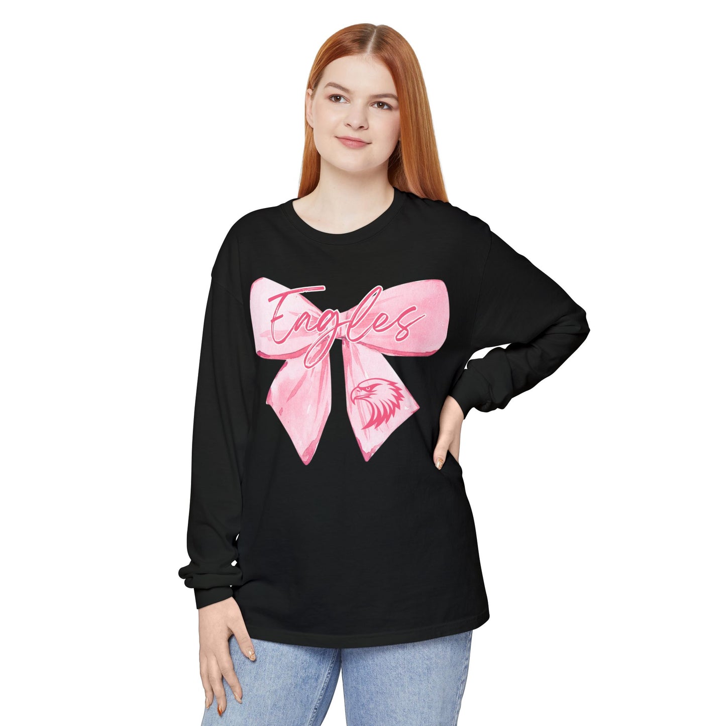 Comfort Colors "Pink Eagle Bow" Long Sleeve Tee