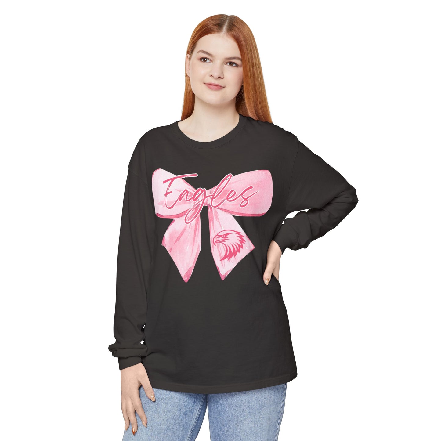 Comfort Colors "Pink Eagle Bow" Long Sleeve Tee