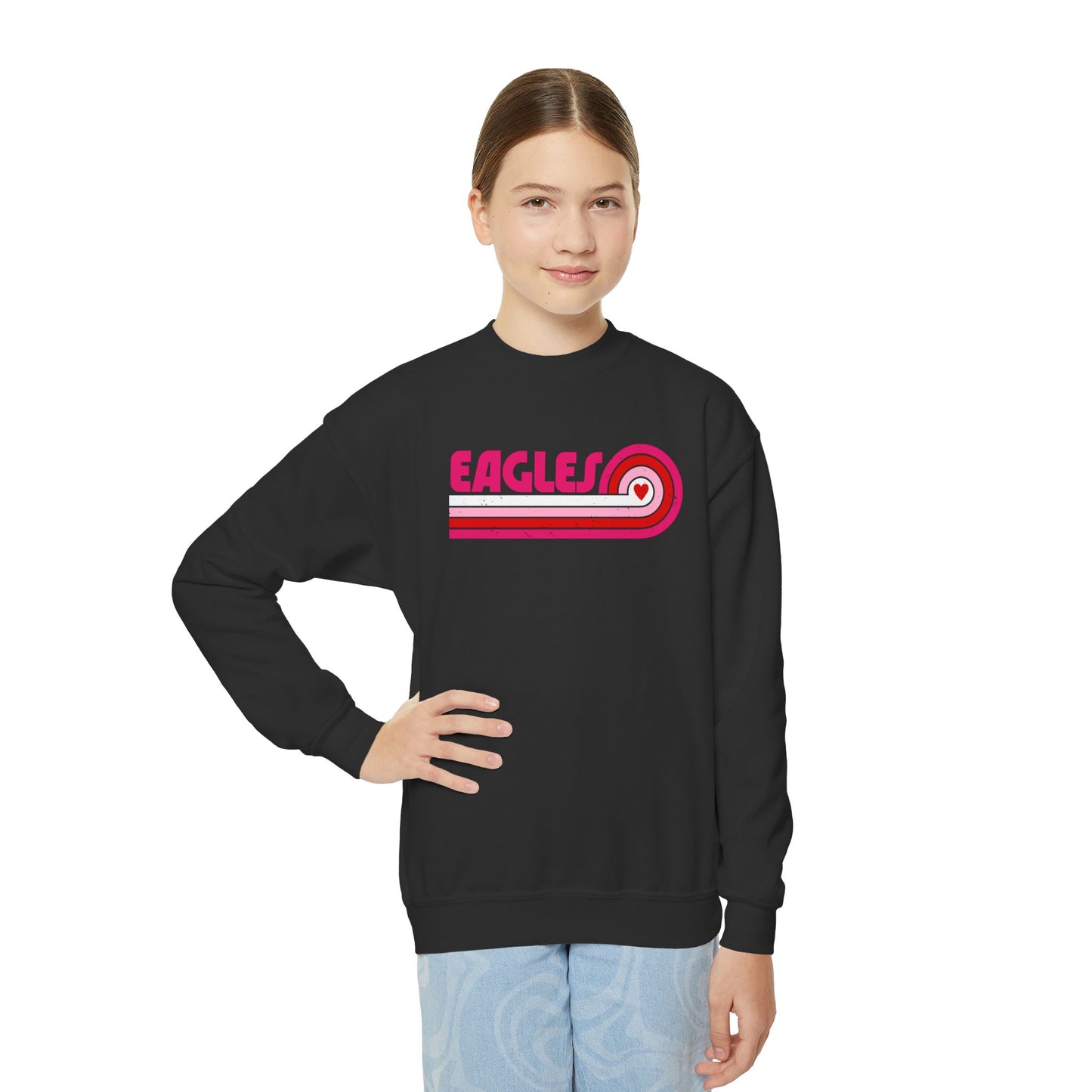 Youth "Pink Eagles Stripes" Crewneck Sweatshirt