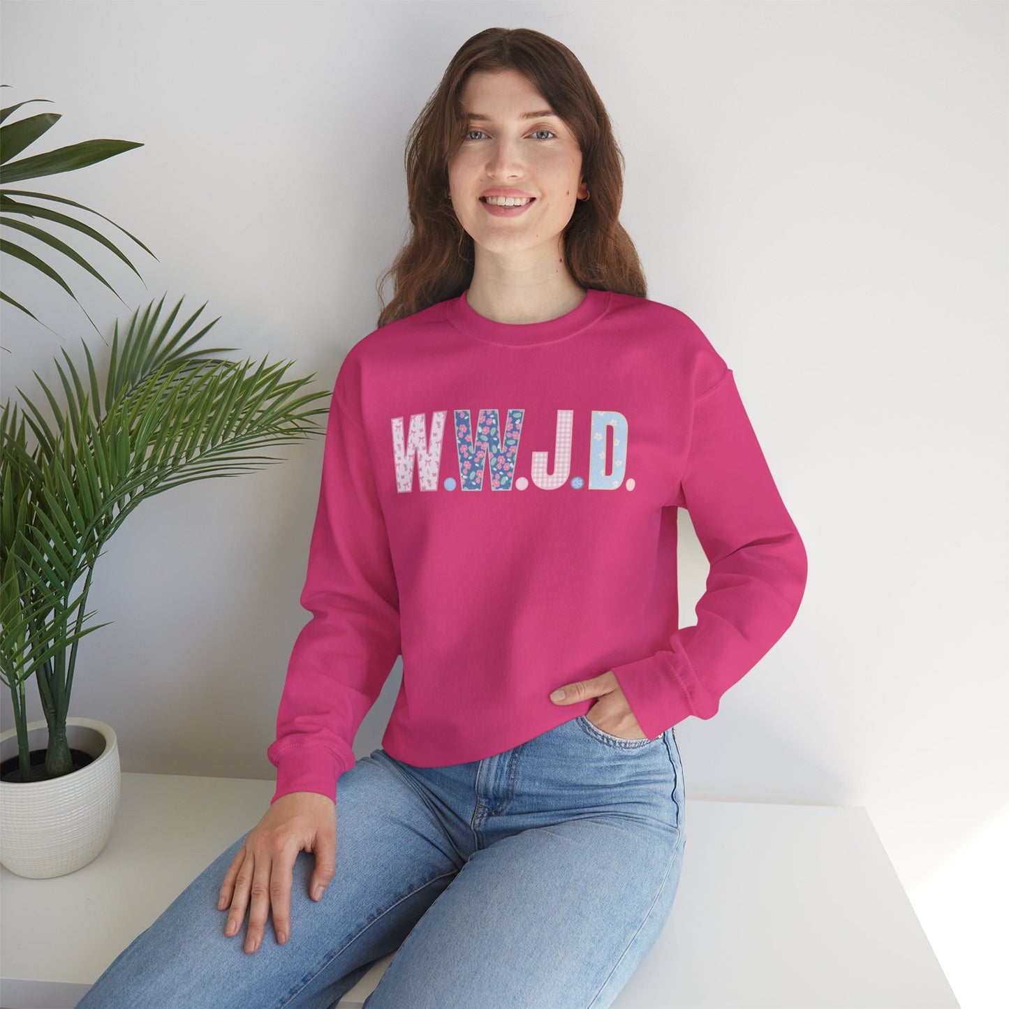 "Pattern Fill WWJD" Crewneck Sweatshirt