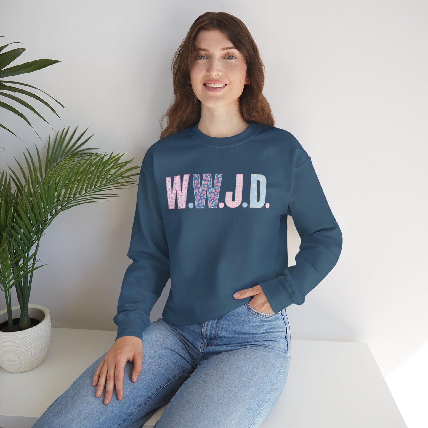 "Pattern Fill WWJD" Crewneck Sweatshirt