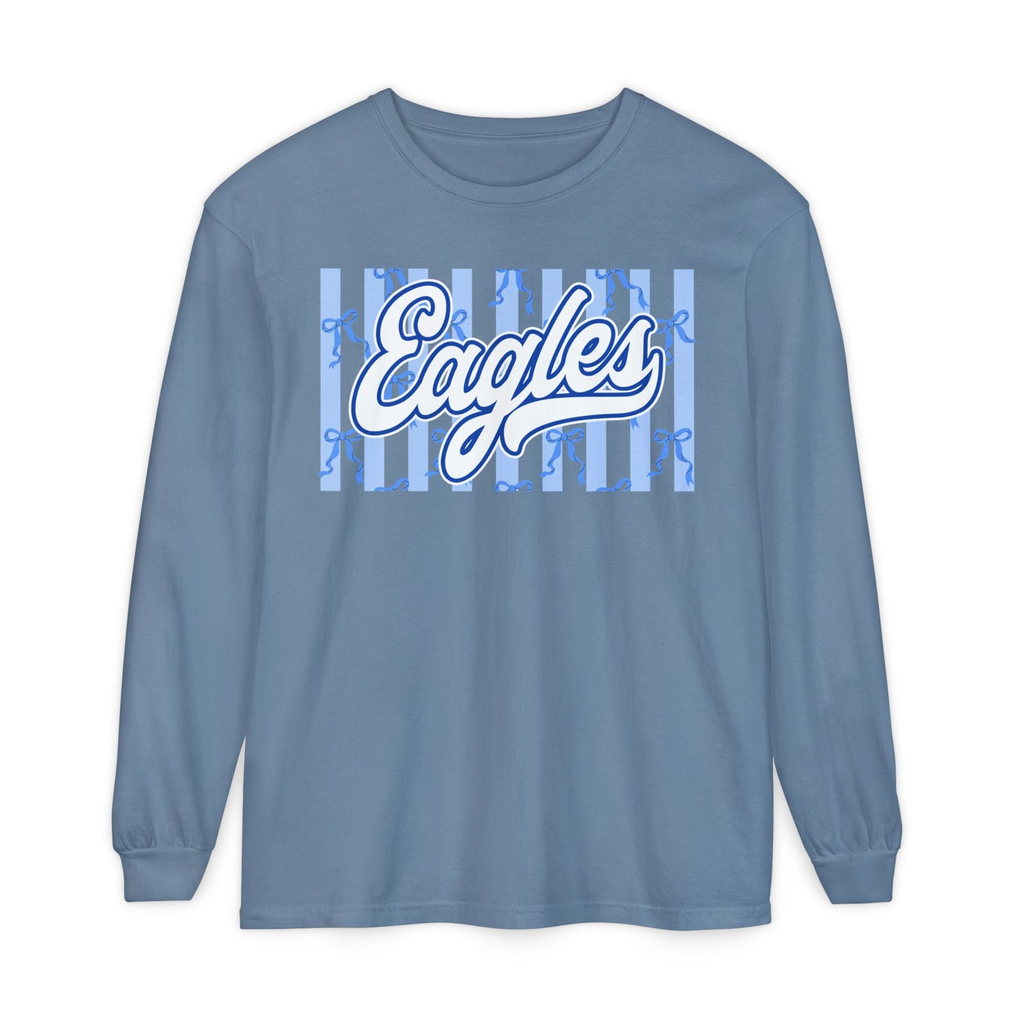 Comfort Colors Long Sleeve "Eagles Coquette Bow" Tee