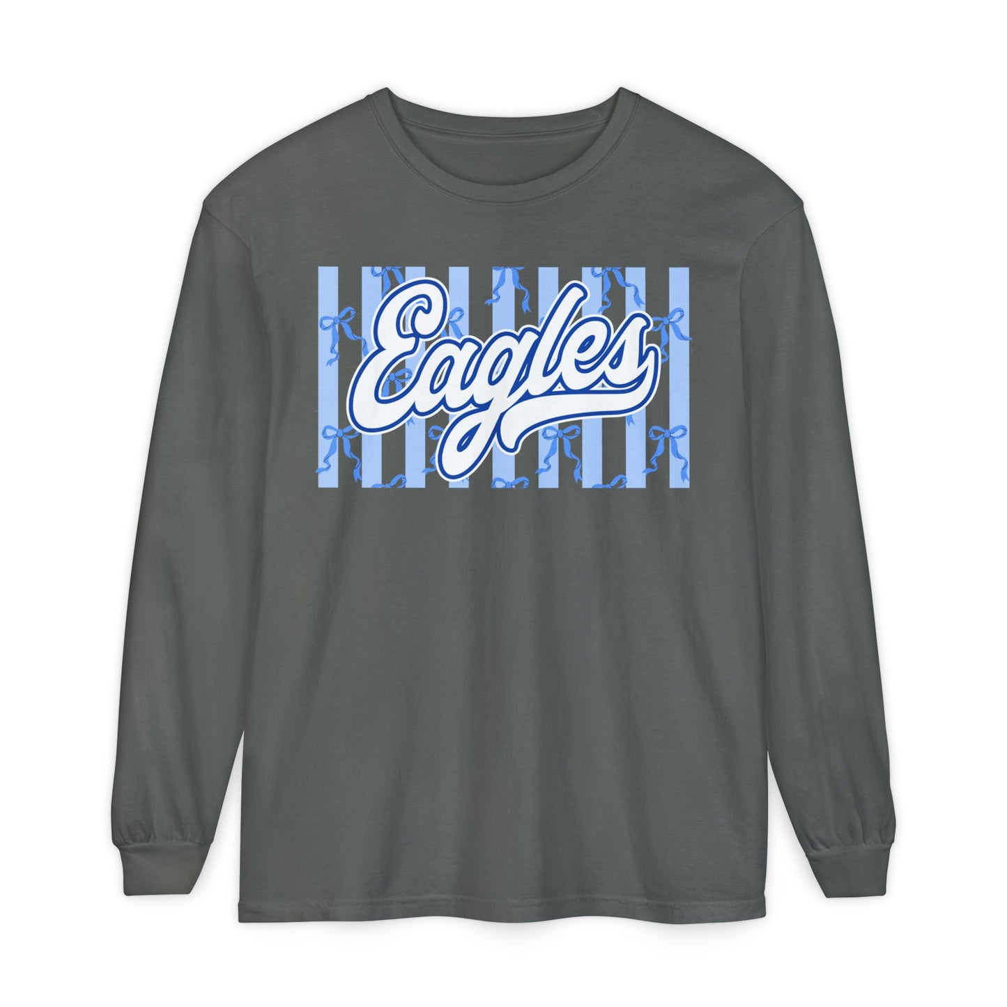 Comfort Colors Long Sleeve "Eagles Coquette Bow" Tee