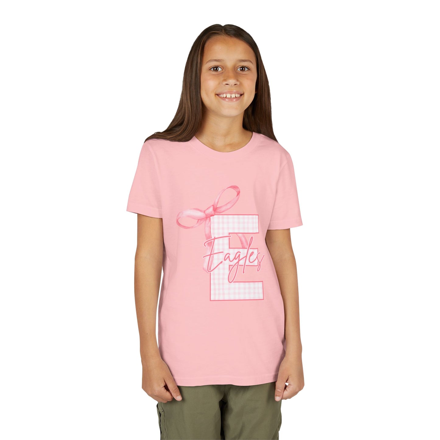 Youth "Pink E Eagles Bow" Tee
