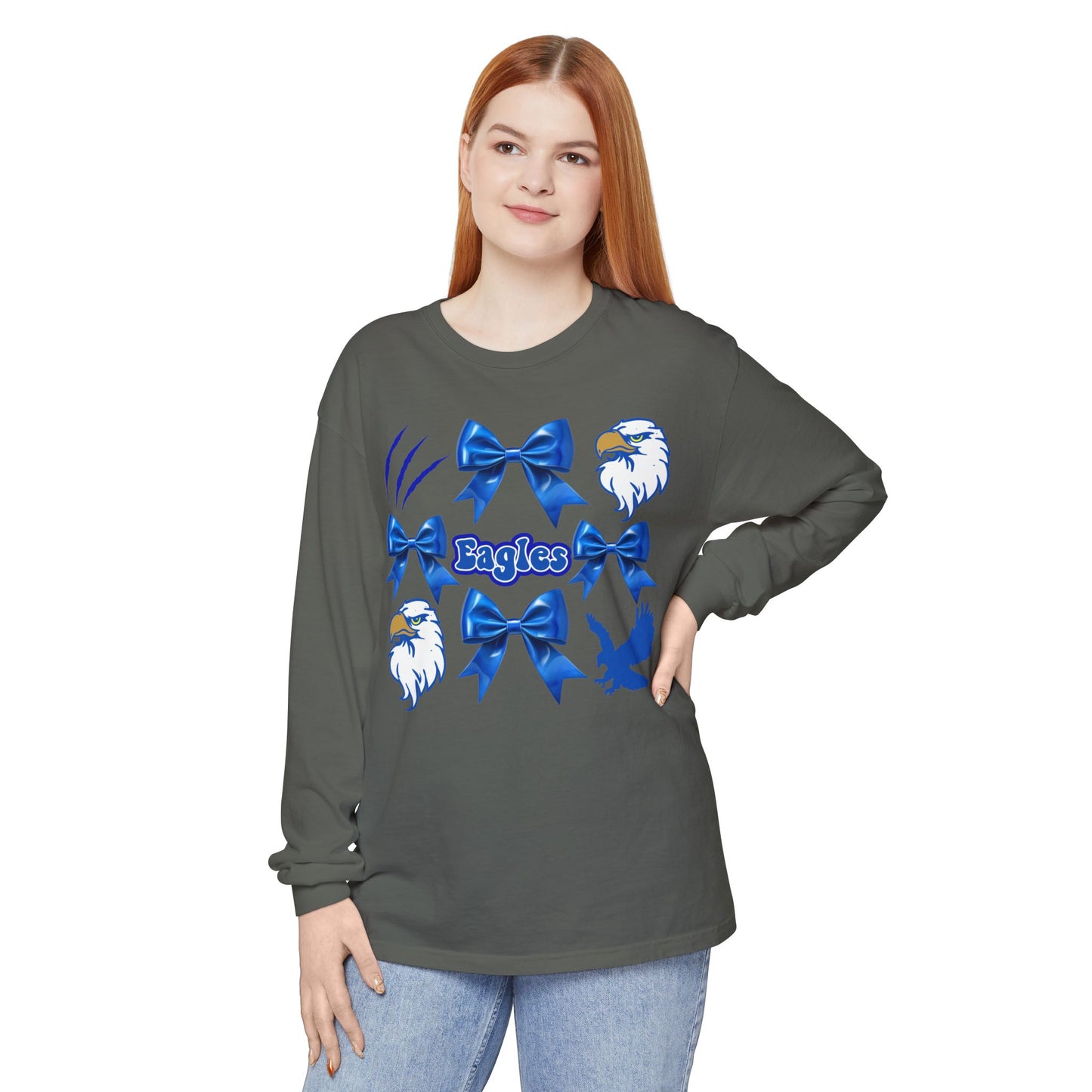 Comfort Colors "Coquette Eagles Bows" Long Sleeve Tee