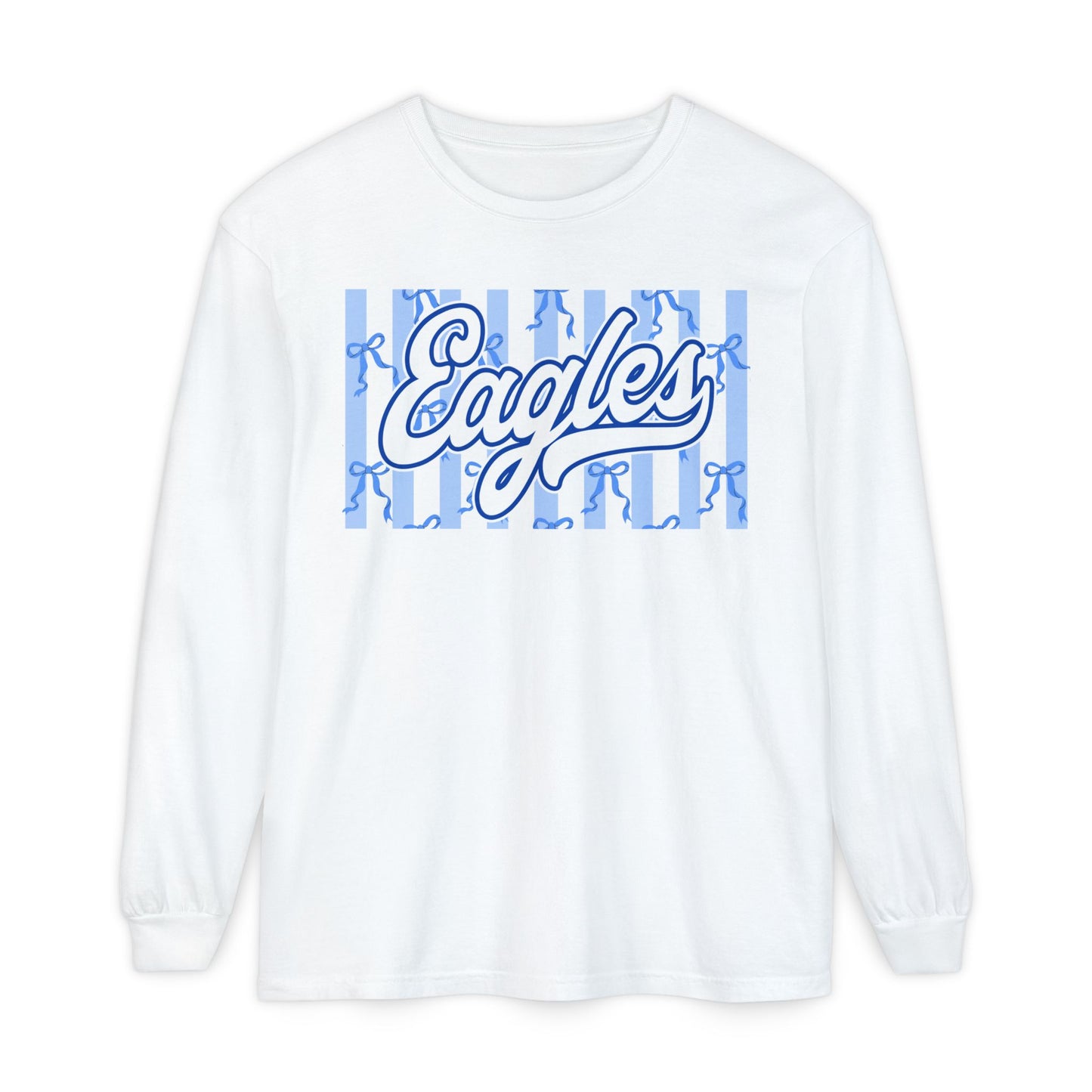 Comfort Colors Long Sleeve "Eagles Coquette Bow" Tee