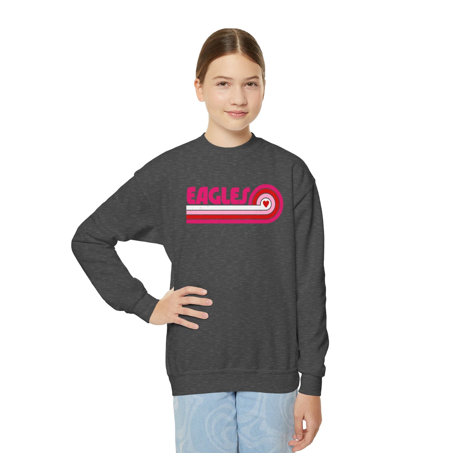 Youth "Pink Eagles Stripes" Crewneck Sweatshirt
