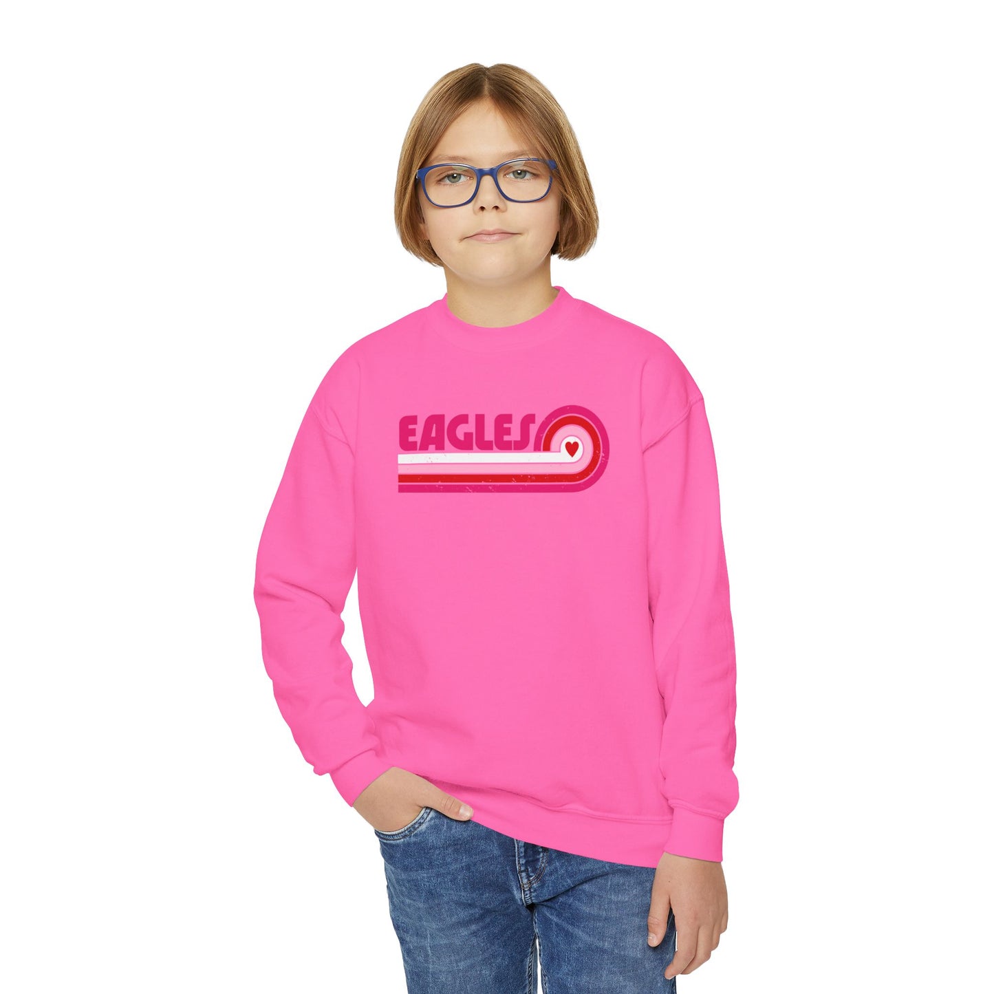 Youth "Pink Eagles Stripes" Crewneck Sweatshirt