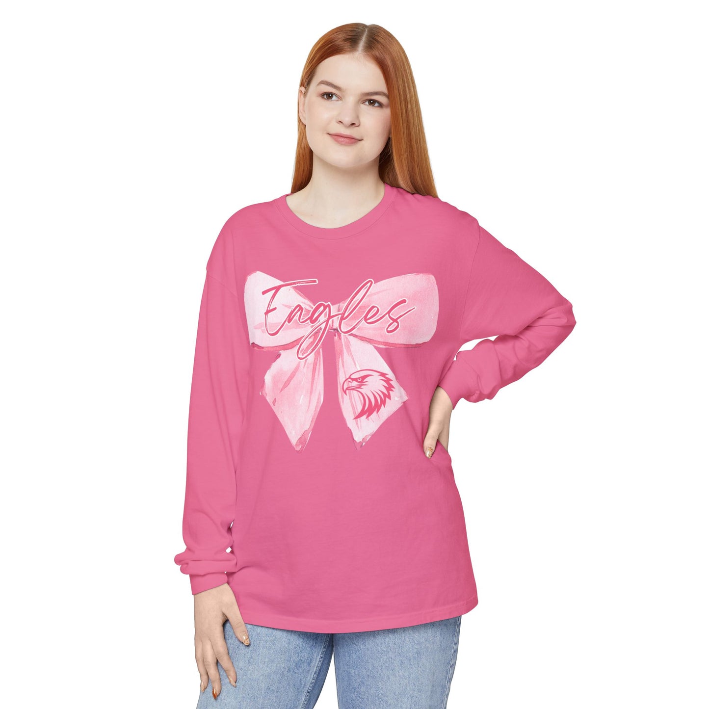 Comfort Colors "Pink Eagle Bow" Long Sleeve Tee