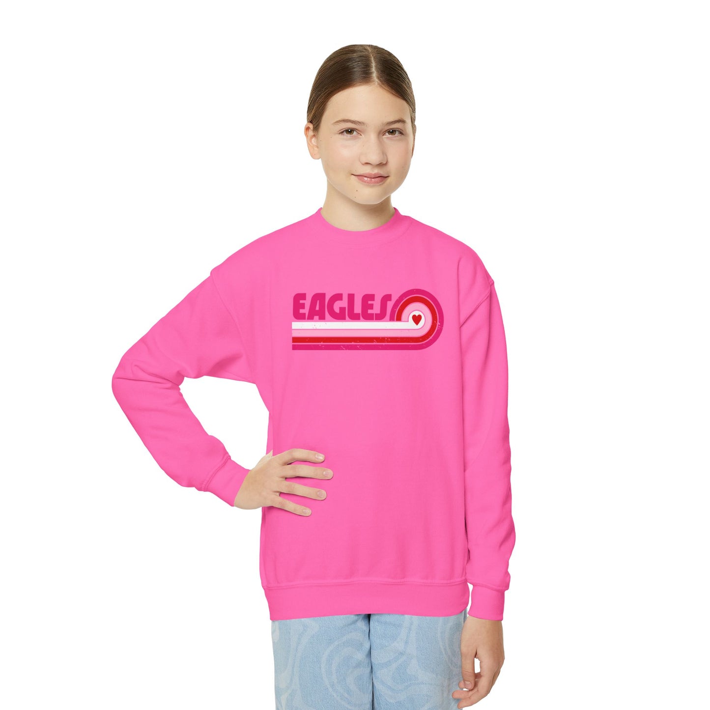 Youth "Pink Eagles Stripes" Crewneck Sweatshirt
