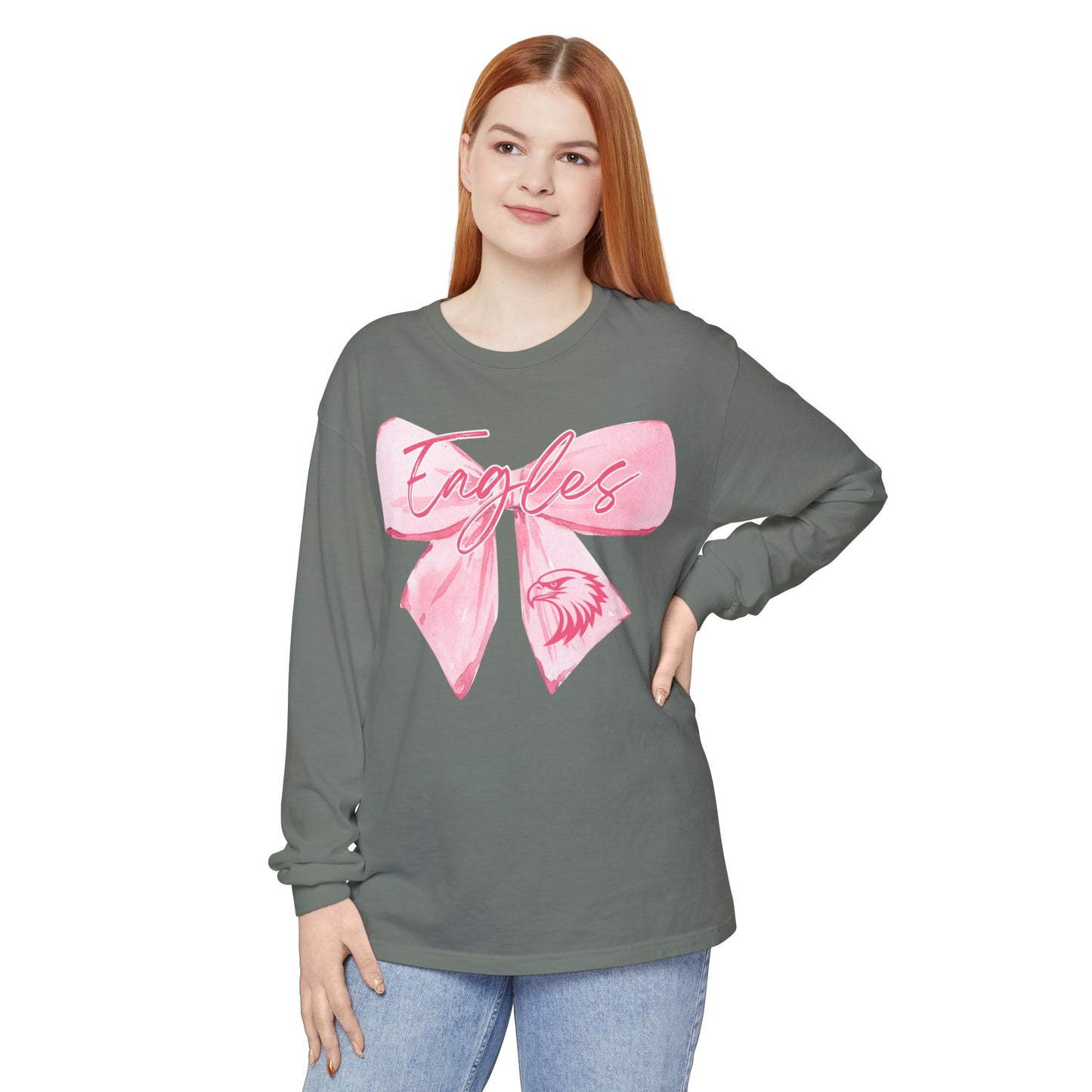 Comfort Colors "Pink Eagle Bow" Long Sleeve Tee