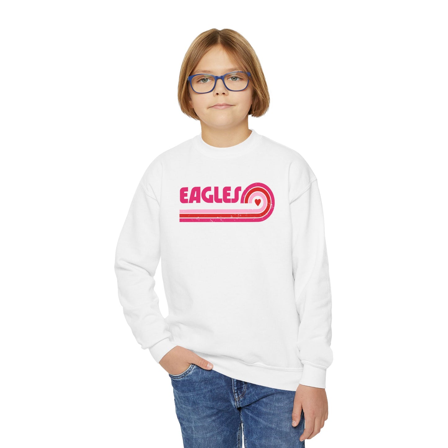Youth "Pink Eagles Stripes" Crewneck Sweatshirt