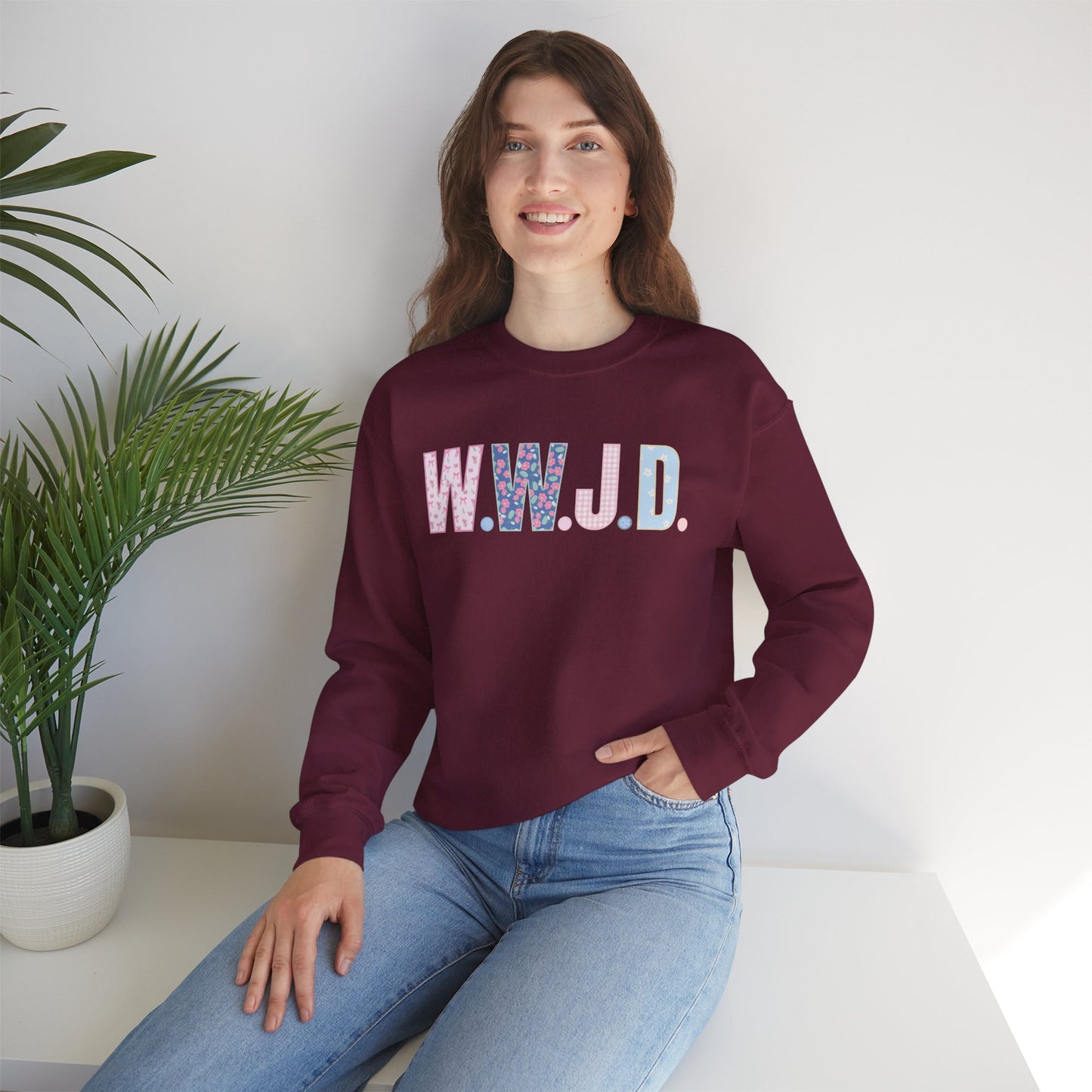 "Pattern Fill WWJD" Crewneck Sweatshirt