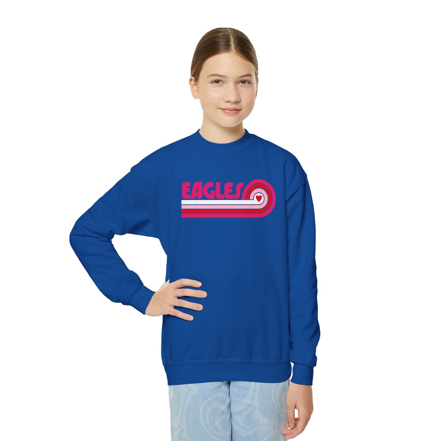 Youth "Pink Eagles Stripes" Crewneck Sweatshirt