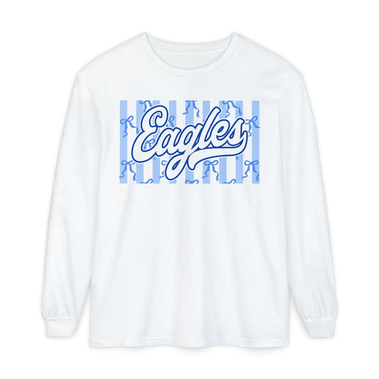 Comfort Colors Long Sleeve "Eagles Coquette Bow" Tee