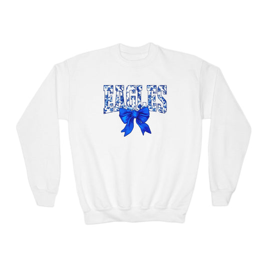Youth "Floral Eagles Bow" Crewneck Sweatshirt