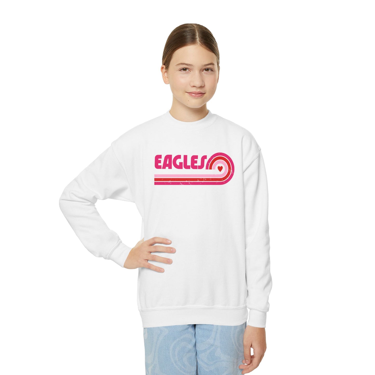 Youth "Pink Eagles Stripes" Crewneck Sweatshirt